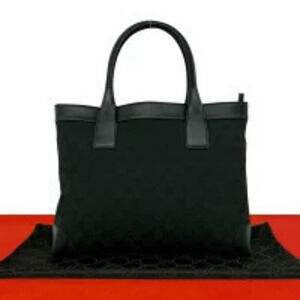 Gucci Joy GG Canvas Leather Tote Bag Boston Black